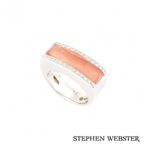 Stephen Webster 18k White Gold Crystal Haze Coral and Diamond Ring